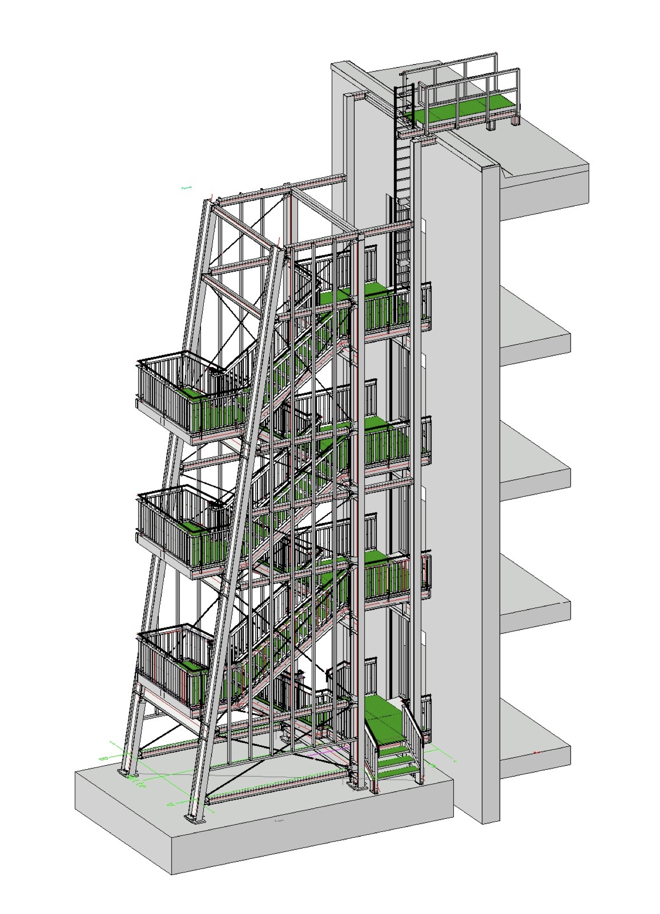 NSH Technology Chemnitz Stalen trapconstructie met platforms